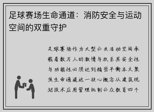 足球赛场生命通道：消防安全与运动空间的双重守护